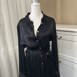 Elegant Black Satin Dress